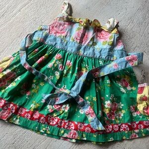 Matilda Jane Floral Green and Blue Dress with Red Accents size 4